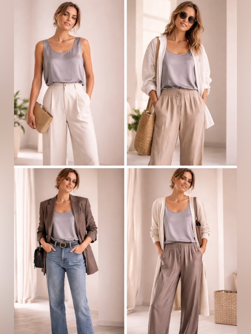 Silksilky | Pure Silk Lounge Tank | Silver Grey | Medium